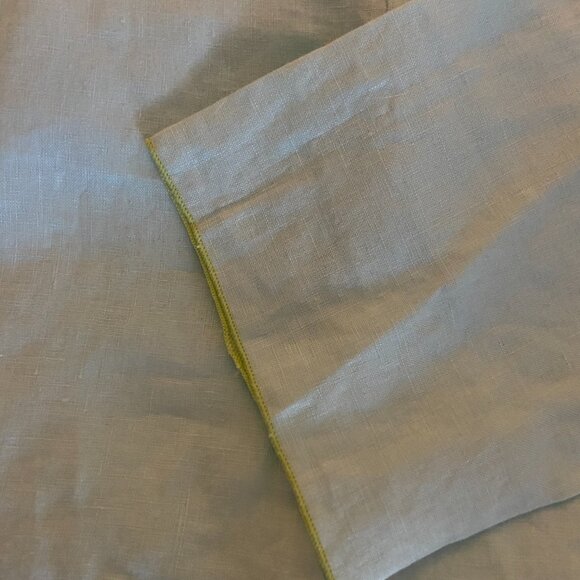 Soft Surroundings 100% Linen Canberra Tunic in turquoise w/ lime green trim - Picture 4 of 6